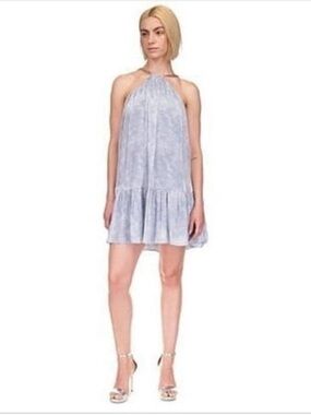 MICHAEL Michael Kors Light Blue Halter Ruffle Mini Dress